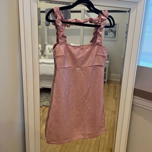 GANNI Sequin Party Mini Dress Pink Womens FR34 (US SIZE 2)